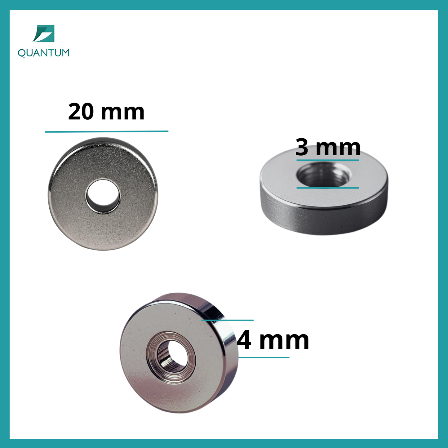 Imán de Neodimio Avellanado 20X3mm M4