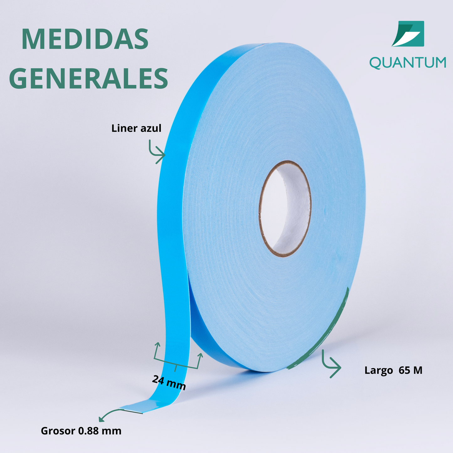 Cinta Doble Cara Espuma de Polietileno Liner Azúl 24mmx65M