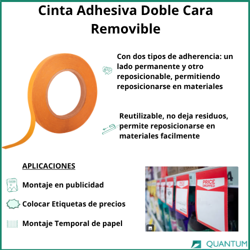 Cinta Doble Cara Removible 12mmx50M