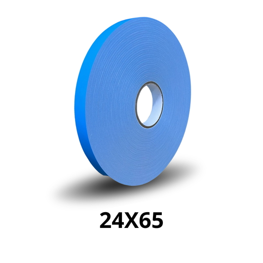 Cinta Doble Cara Espuma de Polietileno Liner Azúl 24mmx65M