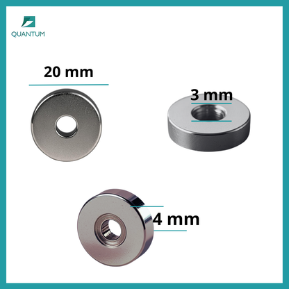 Imán de Neodimio Avellanado 20X3mm M4