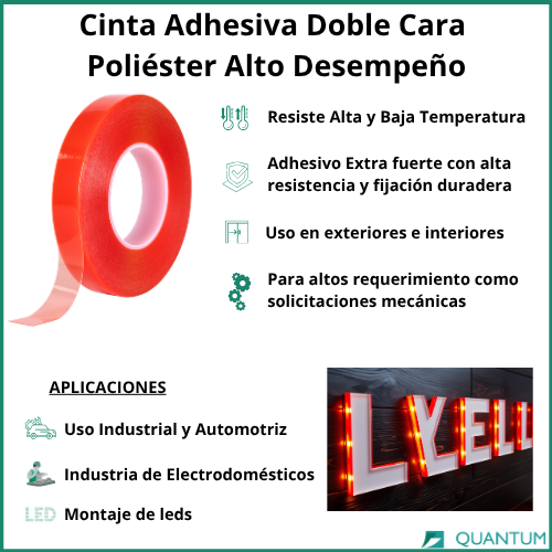 Cinta Doble Cara Poliéster Alto Desempeño 9mmx50M