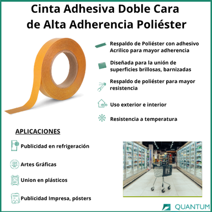 Cinta Doble Cara Alta Adherencia Poliéster 12mmx50M