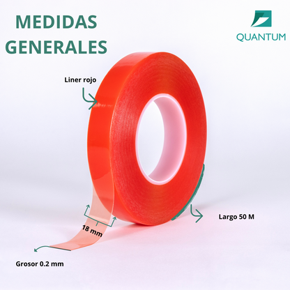 Cinta Doble Cara Poliéster Alto Desempeño 18mmx50M