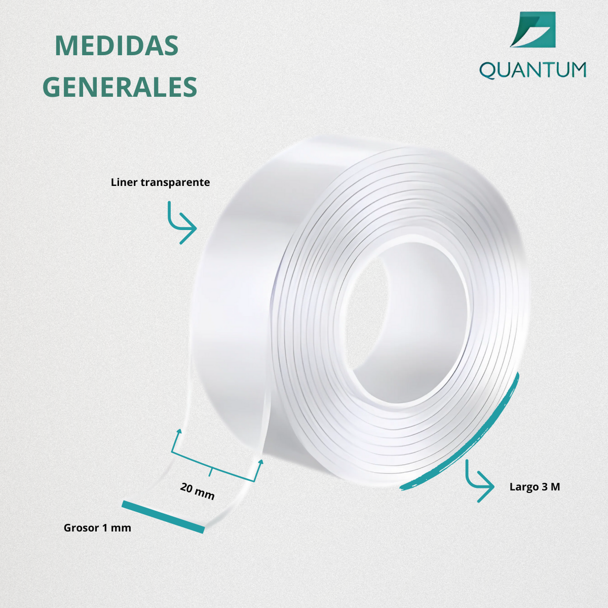Cinta Doble Cara Nano Tape Lavable Transparente 20mmx3M
