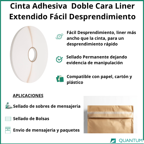 Cinta Doble Cara para Sellado Liner Extendido 14x7x11mm x 500 M