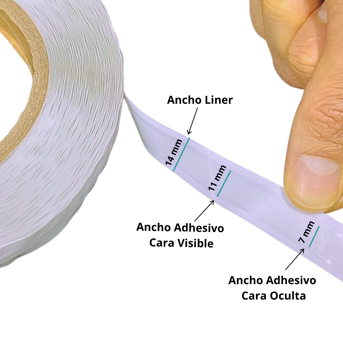 Cinta Doble Cara para Sellado Liner Extendido 14x7x11mm x 500 M