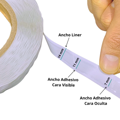 Cinta Doble Cara para Sellado Liner Extendido 14x7x11mm x 500 M